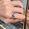 Colored Gemstone Ring Women's Design Niche Light Luxury Exquisite Elegant Colored Treasure Opening Adjustable Hand Jewelry 2026
