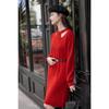 Women's Winter Waist-Cinching Knitted Sweater Dress with Belt