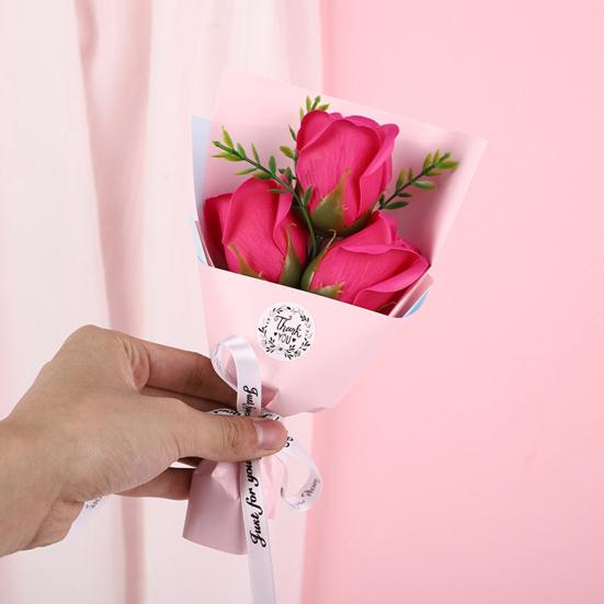 3 Heads Artificial Rose Bouquet Mini Scented Soap Flower Bouquet for Women Mom Wife Valentine's Day Anniversary Wedding Mother's Day Birthday Gift