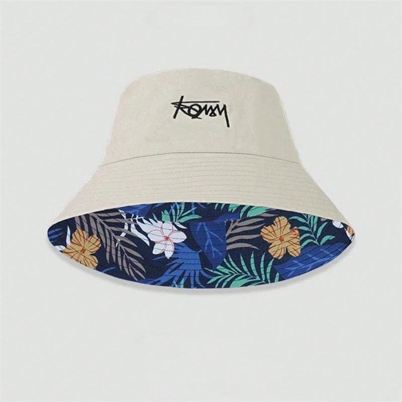 Unisex Reversible Fishing Hat Breathable Polyester Wide Brims Sun Protection Fisherman Hat for Summer Vacation Wear