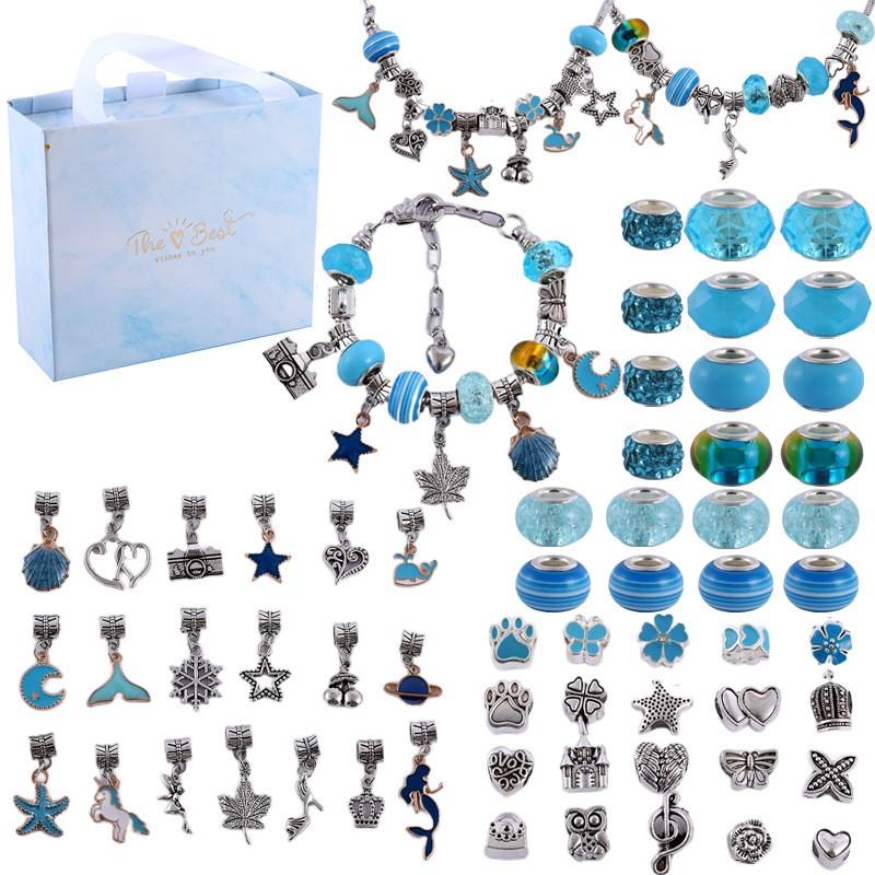 DIY Crystal Bracelet Kit Kids Colorful Unicorn Themed Handmade Jewelry Set With Alloy Charms Heart Butterfly Bow Star Letters