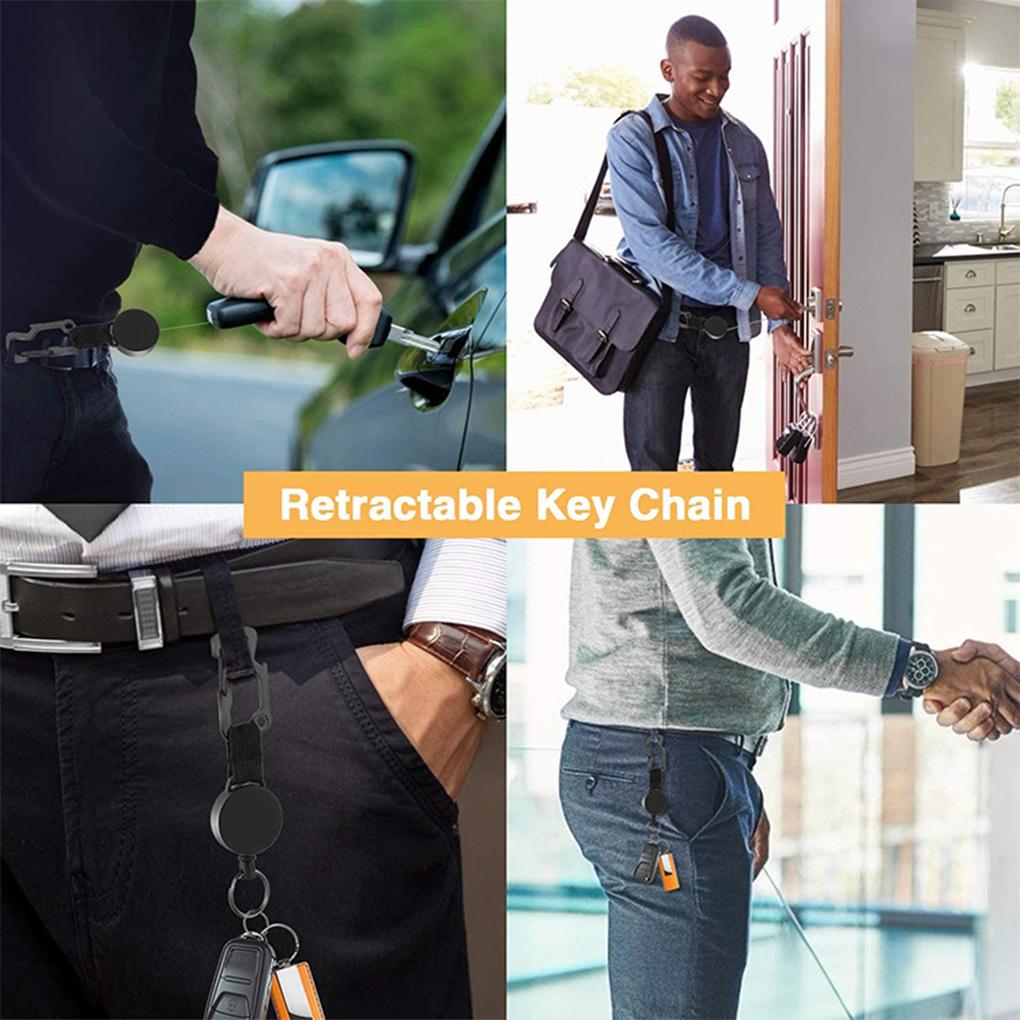 Stationery Holder Name Card Resilience High Retractable Wire Pull Tag Steel Ring Supplies Badge Key Keychain Reel Cord