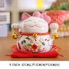 Ceramic Lucky Cat Money Bank Maneki Neko Fortune Cats Porcelain Happy Smiling Cat Figure Feng Shui Decor Ornament