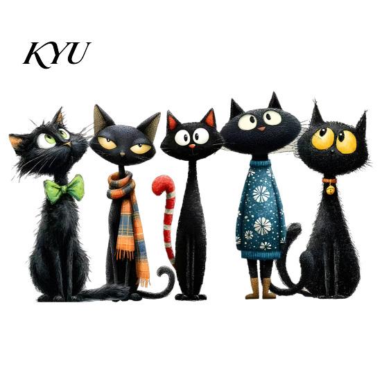 Removable Window Murals Halloween Cartoon Black Cat Static Sticker, PVC Decorative Cute Wall Stickers Decal, Waterproof Glass Clings for Living