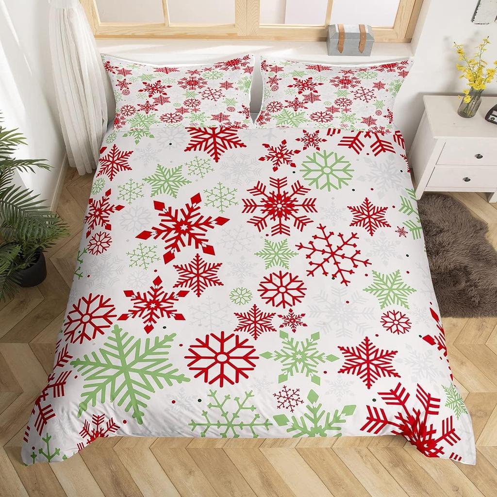 Snowflake Duvet Cover Twin King Merry Christmas Comforter Cover For Child Boys Girls, Glitter Galaxy Bedding Set, New  Gift