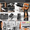 Brushless Electric Drill with Lithium Battery - Compact Rechargeable Impact Tool & Screwdriver