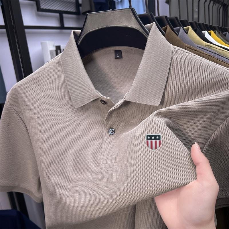 Men's Polo Shirt High Quality Lapel Flag Print Short Sleeve T-Shirt Summer Fashion Trend Men's Wear