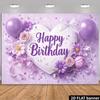 2D Alles Gute zum Geburtstag Kulisse Lila Herz Blumiger Ballon & Schleife Foto Hintergrund