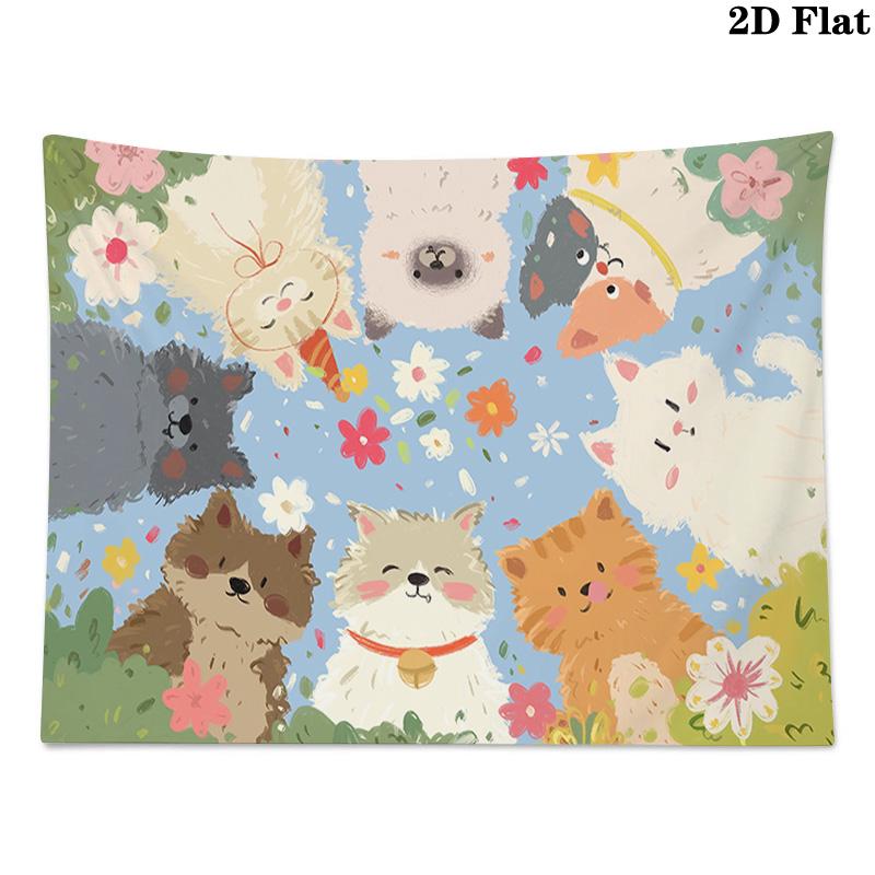 Cute Dogs Wall Tapestry Aesthetic Wall Hanging Printed Fabric Blanket Decorative Tapestries for Bedroom Living Room Home Decor