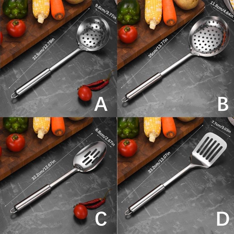 Practical Kitchen Slotted Spoon For Frying And Grilling Stainless Steel Strainer Ladle With Ergonomic Handle