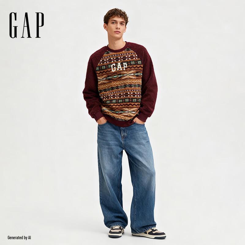 GAP Unisex Winter Logo Heavyweight Sherpa Raglan Sweatshirt