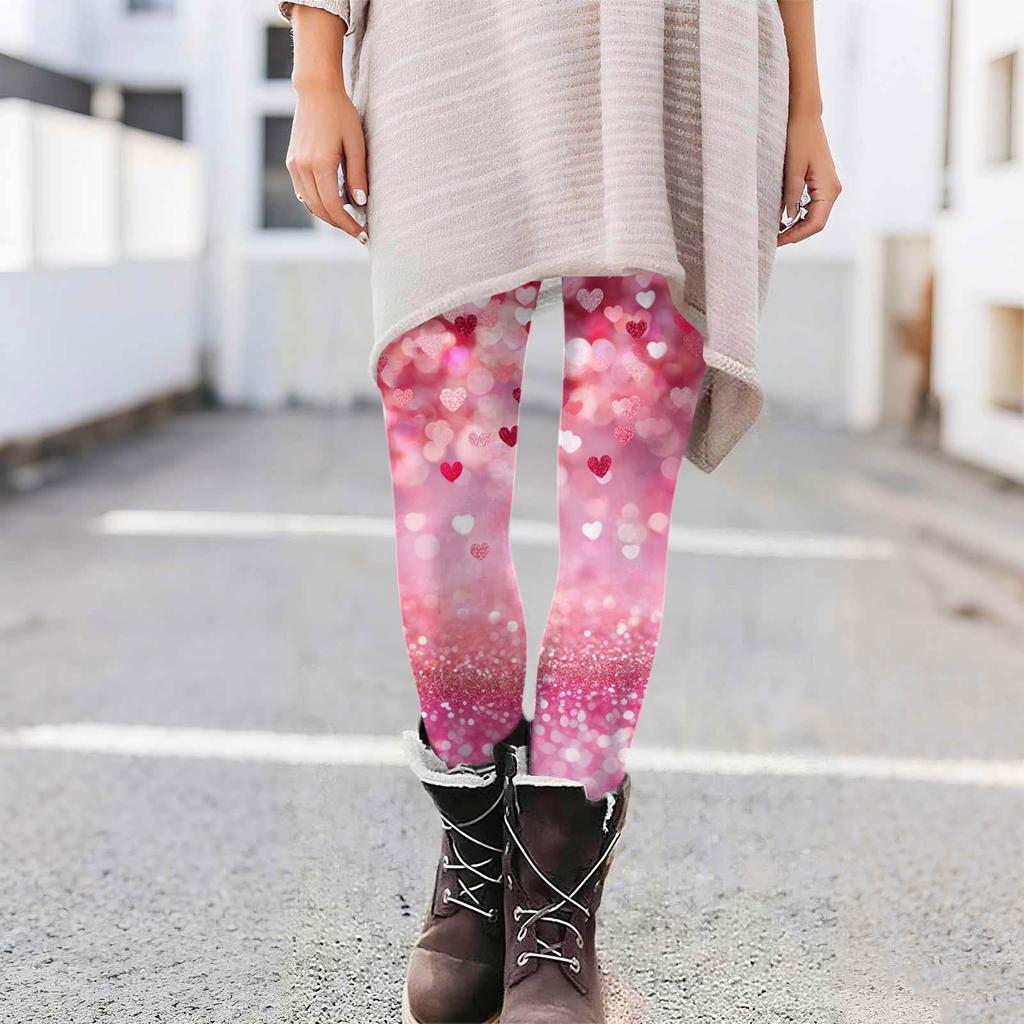 Damen Casual Mode Print Hose High-Waist Straight-Leg Skinny Leggings