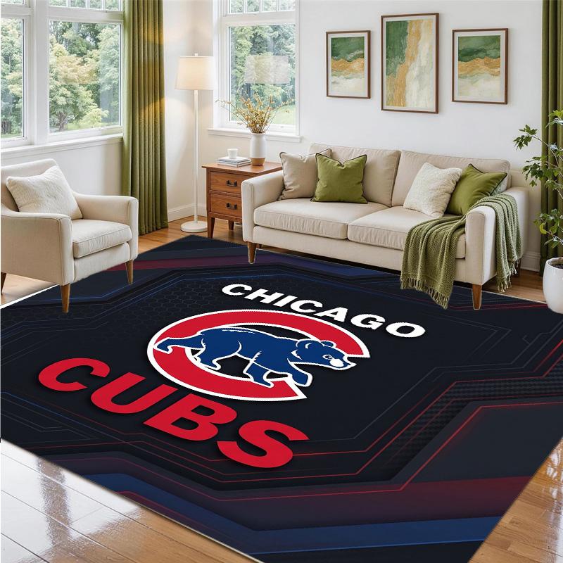 Chicago Cubs Design Crystal Velvet Rug Soft Decorative Mat for Bedroom Entrance