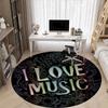 1pc Music Lovers Chair Carpet for Office, Round Polyester Mat, Indoor Decor for Office, Easycare Fabric, Washable Non-slip Area Carpet