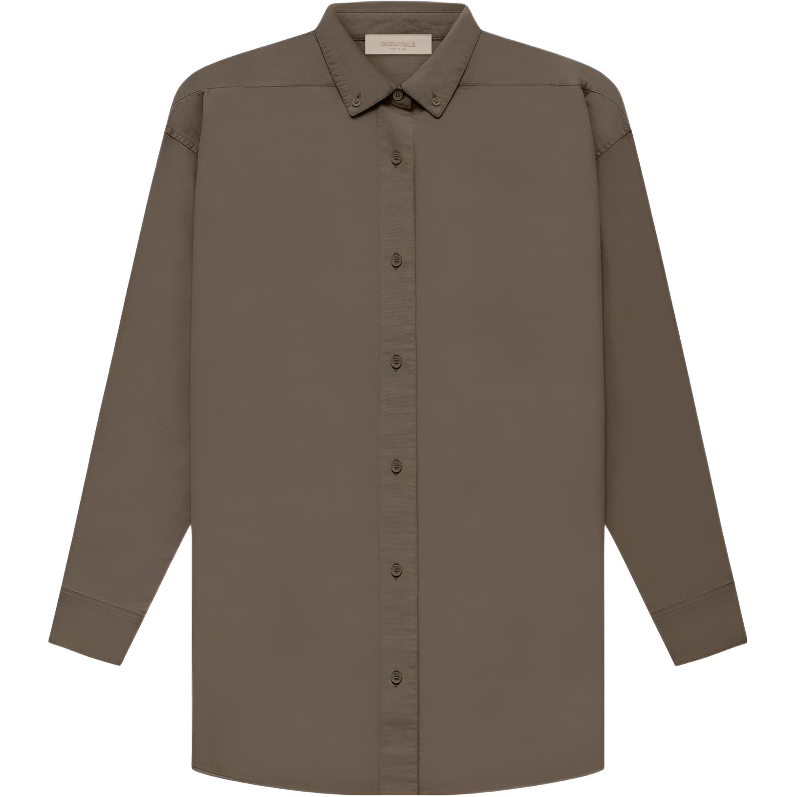 Fear Of God Essentials FW22 Long Sleeve Oxford Shirt Women tops Wood-Brown FOG-FW22-611 XXS