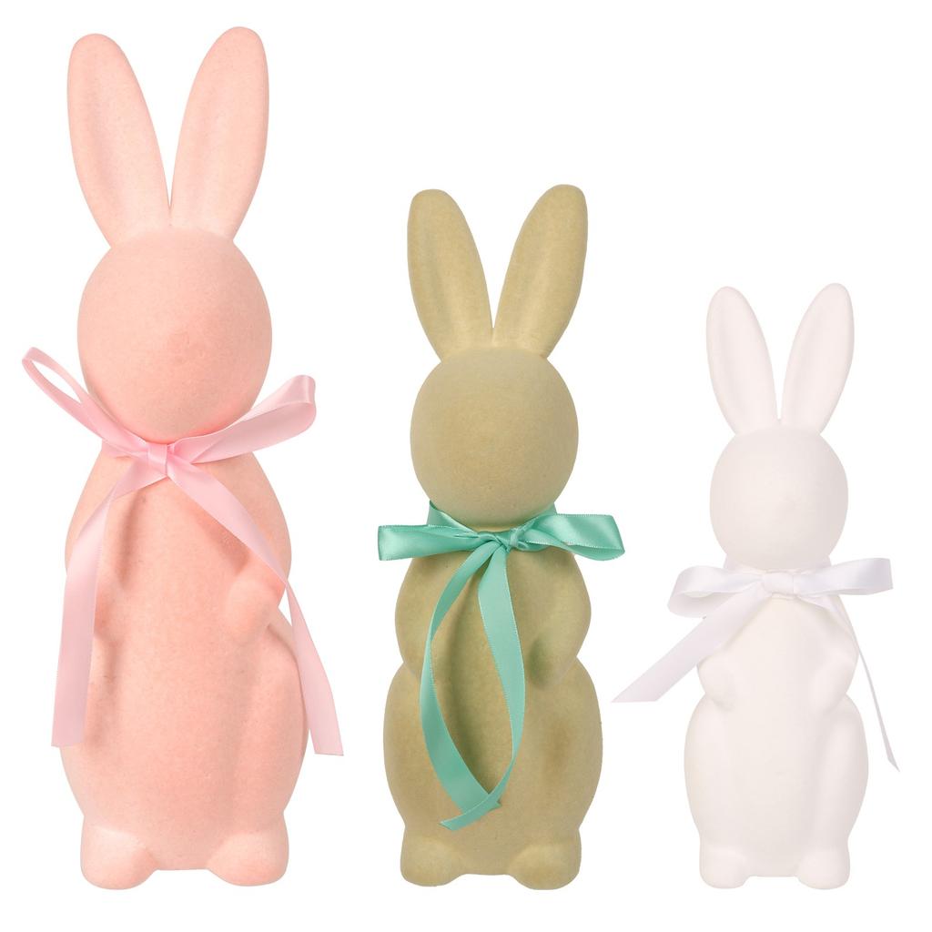 Easter Flocking Ornaments Plush Bunny Spring Decoration Scene Arrangement Gift