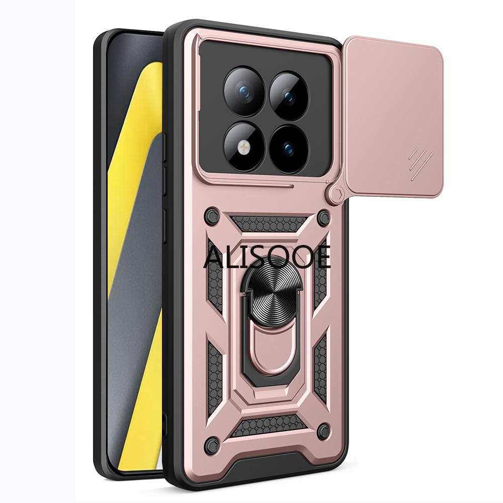 

Для Xiaomi POCO M8 Pro 5G Чохол Броня Тримач Захисна Кришка Кільце для Захисту Камери Підставка Ударостійкий Задній Чохол Capa Funda for POCO M8 Pro рожевий колір золота