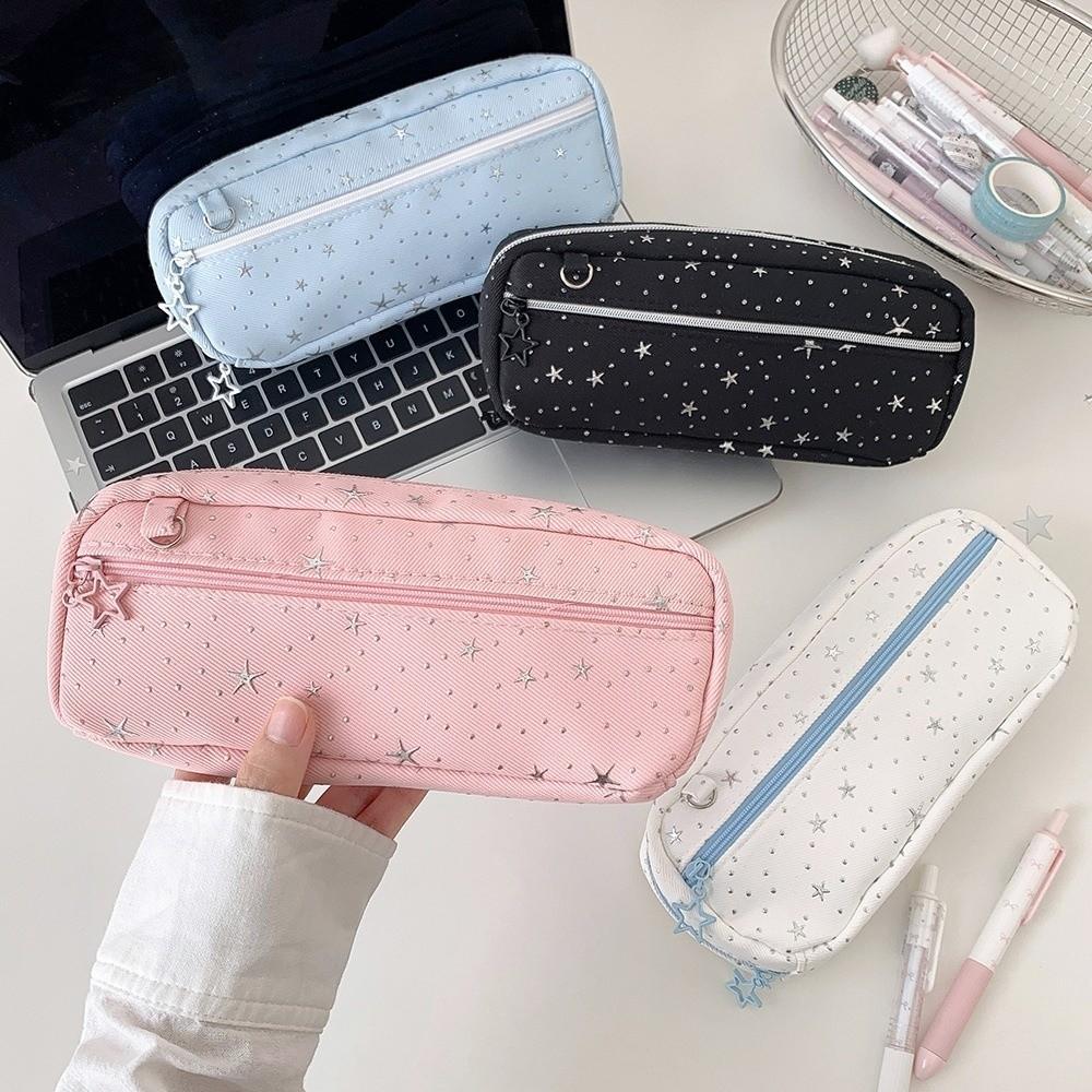 Pen Organizer Star Pencil Case Large Capacity Zipper Stationery Pouch Pencil Storage Bag Children