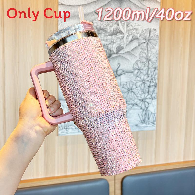 Modern Minimalist 40oz Insulated Travel Mug With Handle For Car Commuting And Outdoor Use Pink