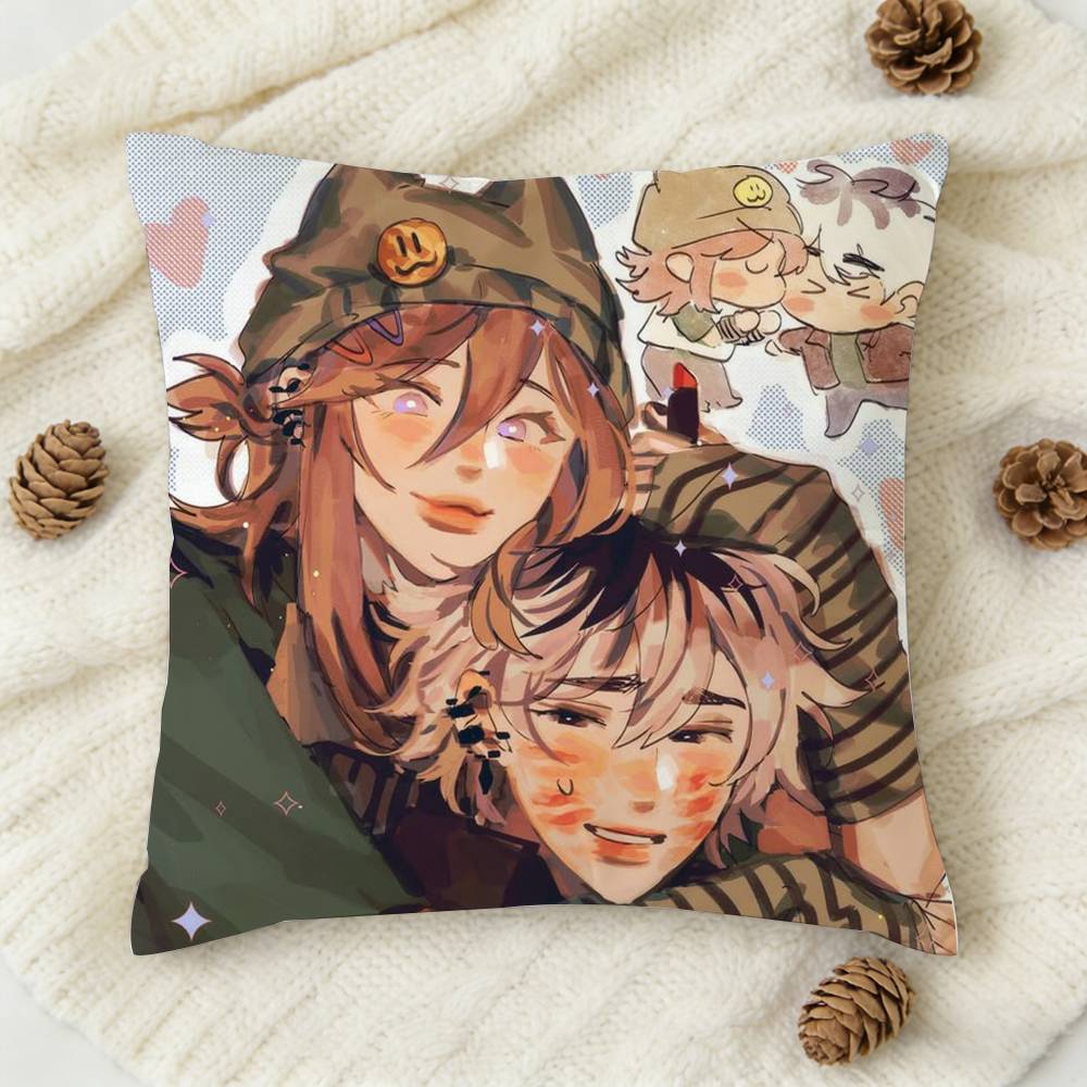 CCherry Crush Anime Doublesided Printed Square Decorative Cushion Cover for Sofa Living Room Home Decor