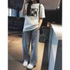 Pure Cotton Foreign Style Fashionable Simple Atmosphere Embroidery Mosaic Rabbit Round Neck Short Sleeve T-shirt Women's Loose Pullover
