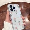 Pink Tulip Shockproof Transparent Case for iPhone 14-17 Pro Max Series