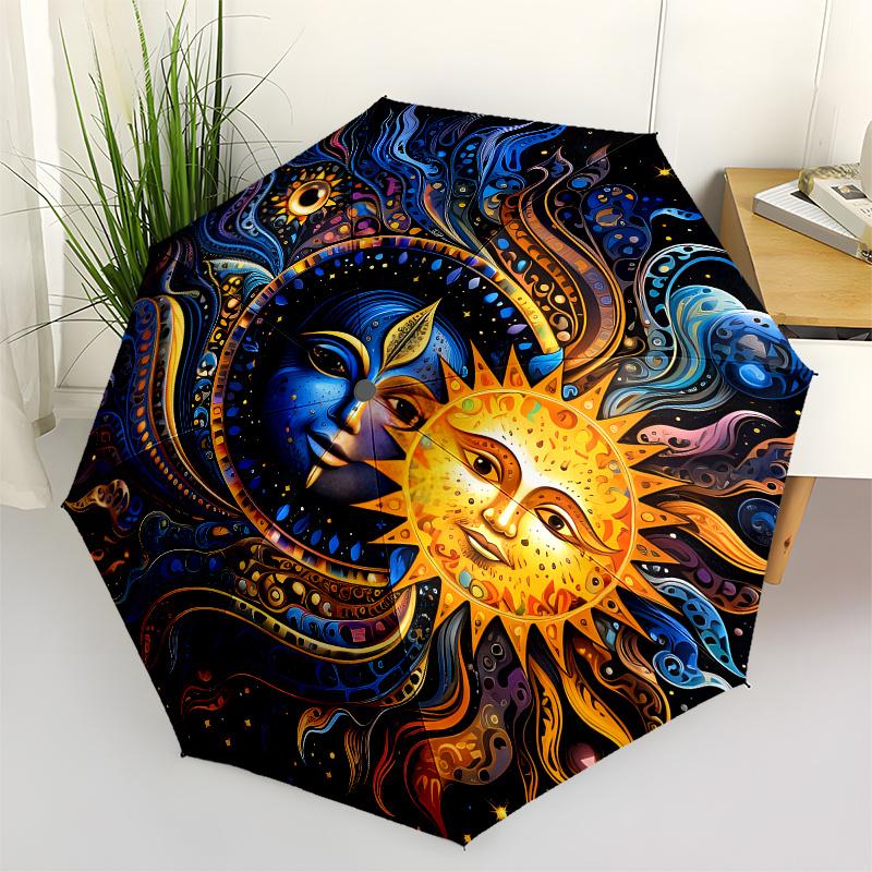 Colorful Celestial Sun & Moon Mandala Art Print Umbrella Day Gift Y293