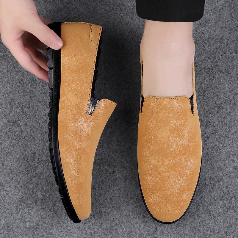 

Мужская обувь 2025 лето новая мужская простой стиль универсальная удобная повседневная кожаная обувь мягкая подошва нескользящая нога обувь для вождения 45