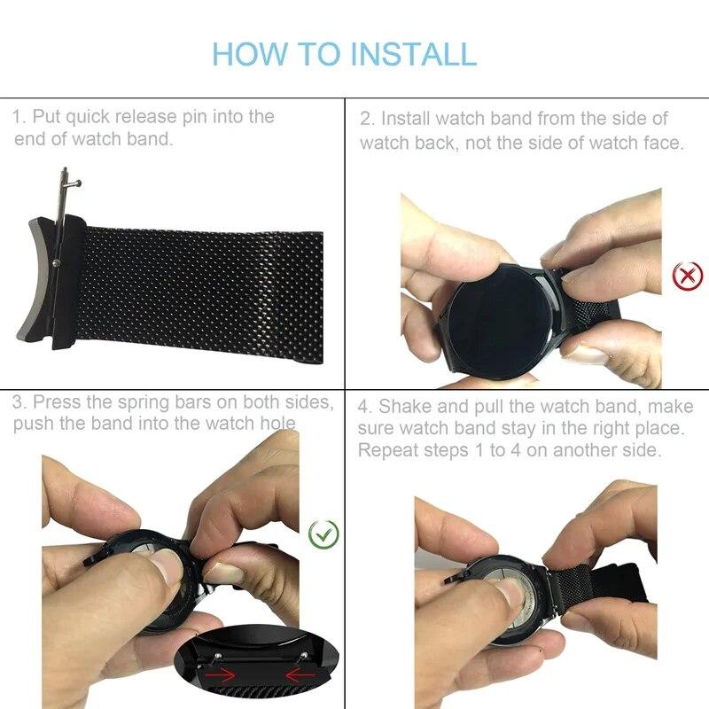 Milanese løkkebånd for Samsung Galaxy Watch 7 6/4/5 pro 44mm 40mm 45mm No Gaps Armbånd for Galaxy Watch 6 klassisk 43mm 47mm stropp