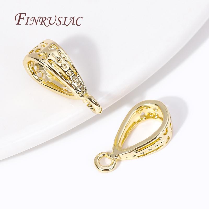 18K Gold Plated Brass Droplet Pendant Bail Connector For Necklaces Bracelets Jewelry Making Supplies, DIY Pearl Pendants