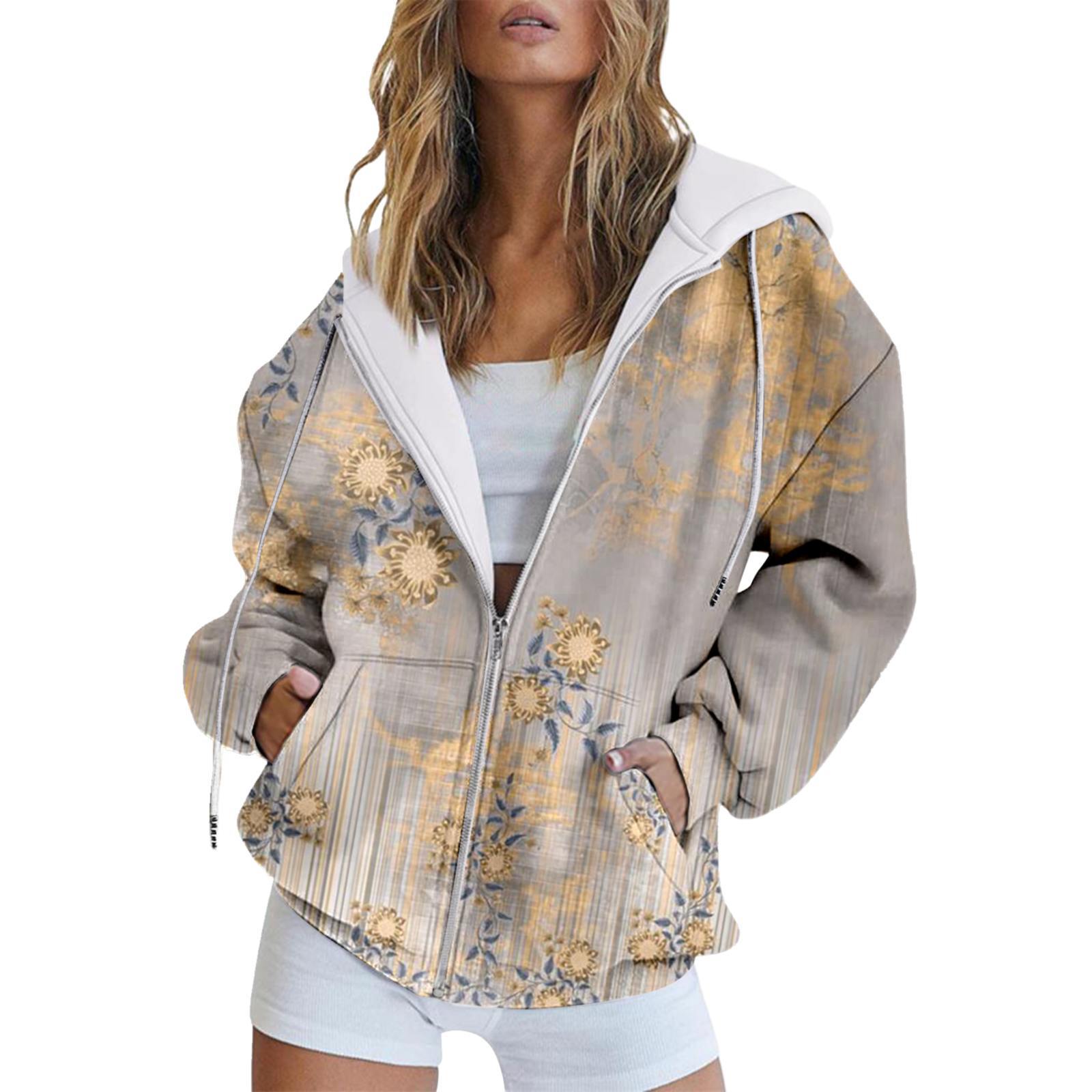 

Зимняя толстовка с капюшоном с принтом, спортивная одежда, пальто для женщин, толстовки с капюшоном на молнии и 3D-карманом, осенняя женская одежда XL