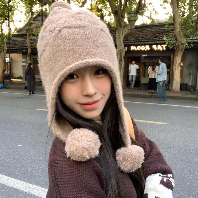 Męskie i damskie jesienno-zimowe nowe modne czapki urocze ciepłe dziergane czapki na uszy wełniane z domieszką wełny odmładzające żakardowe czapki wełniane