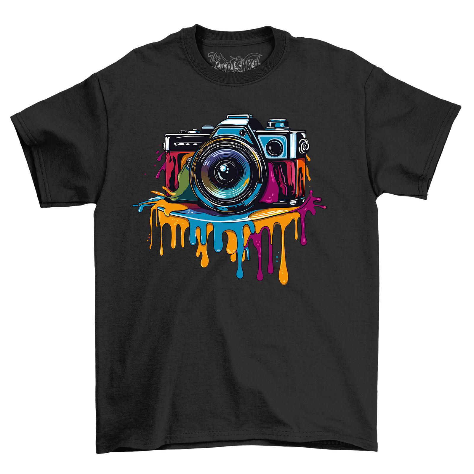 Retro Camera Paint Drip Design T-Shirt Mens Womens Tees Top - Snap Out of Boredom! Funny T-Shirt Mens Womens Tees Top, Uni 4XL