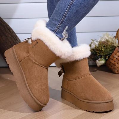 Mode Winterstiefel Fell Damen Schneestiefel Niedrig geschnittene Warme Fellschuhe Mode Damen Winter Kurzstiefel Super Mini Oberbekleidung Rutschfest