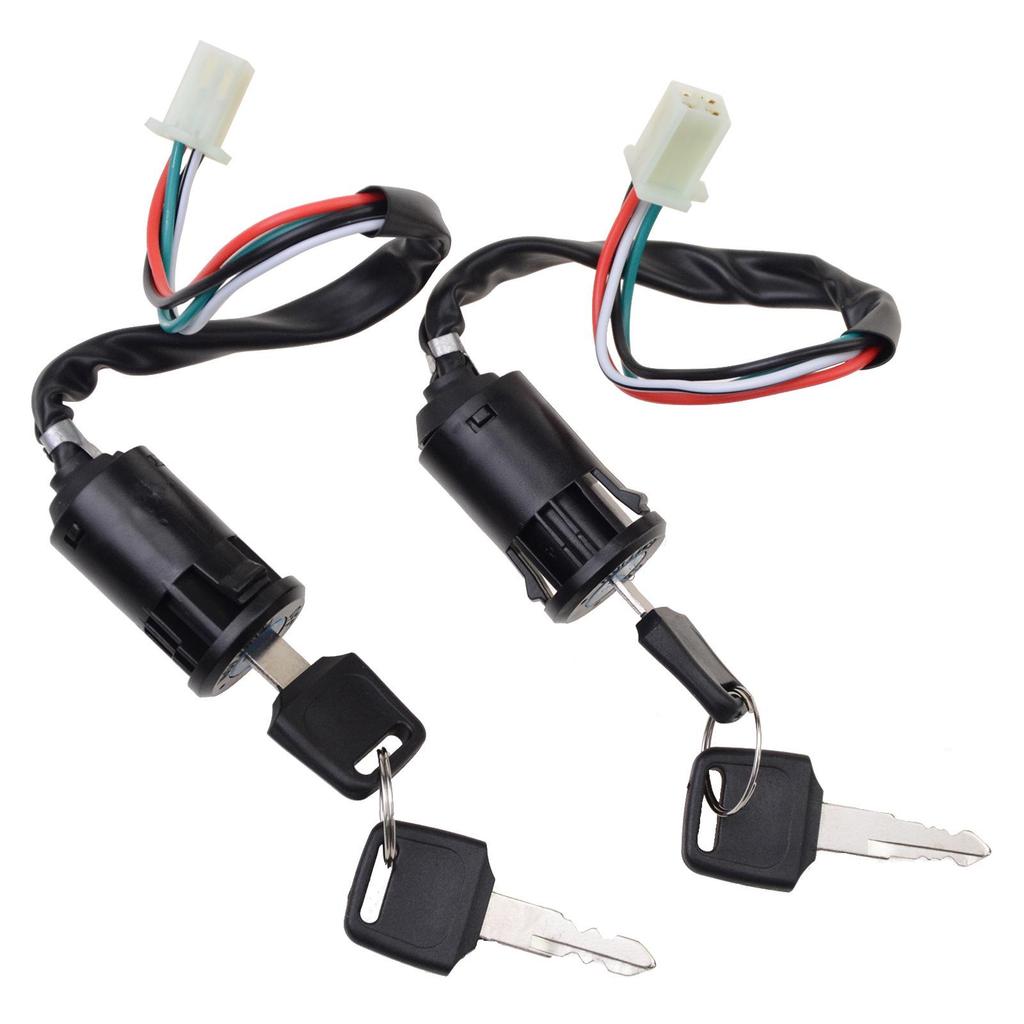 ATV & Off-road Vehicle Ignition Switch Key with Plastic Door Lock, Four-wire, Two Female Connectors (50-250cc)