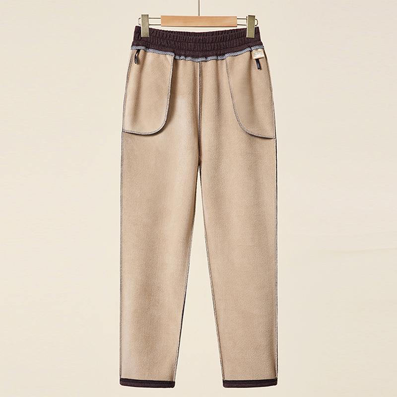 Mom's Wool Casual Pants: High-Waist, Loose-Fit, Plus-Size for Autumn/Winter