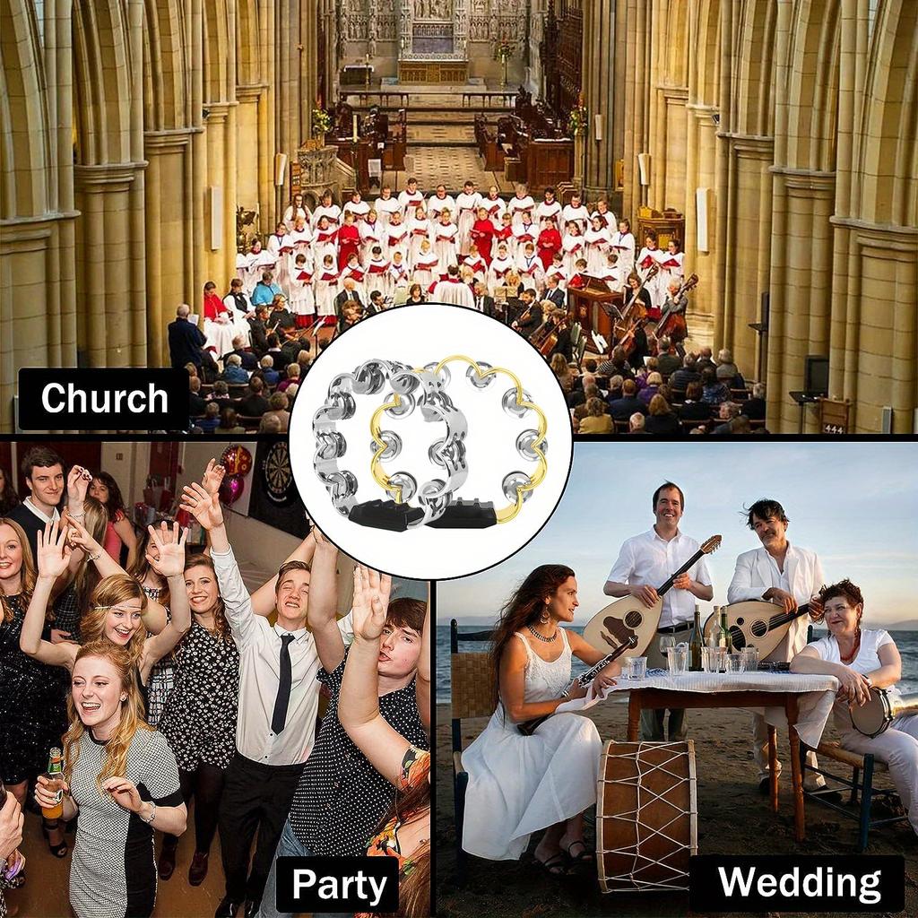 Adult Plated Metal Abs Tambourine Music Rhythm Instrument Handheld Percussion Drum Party Church Wedding Performance Concert