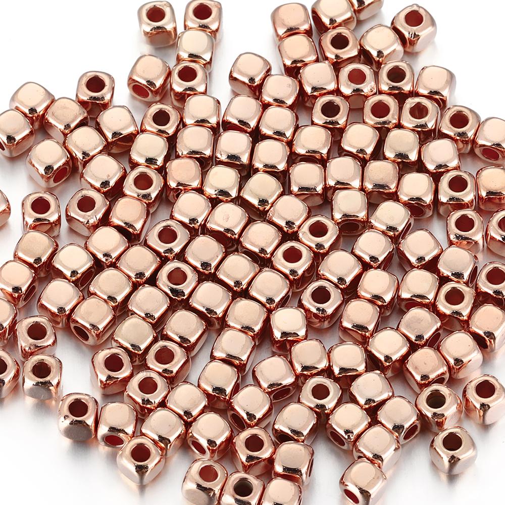 400pcs 3-4mm CCB Square Spacer Beads Rose Gold Color Mini Seed bead for Bracelet Necklace Jewelry Making DIY Needle Accessories