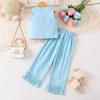 Girls' Fashionable Sequin Outfit - Summer Children's Casual Sleeveless Top with Flared Pants Set of Two Pieces