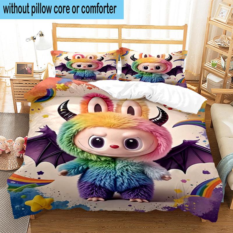 3PCS Labu-bu Friends Adventure 3pcs Bedding,Including 3PCS Duvet Cover And 2pcs Pillowcases Perfect for Christmas,Ideal for Bedroom, Dormitory
