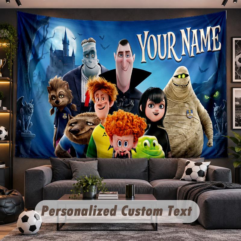 Hotel Transylvania Personalized Tapestry Support Custom Name, Wall Art Home Decoration
