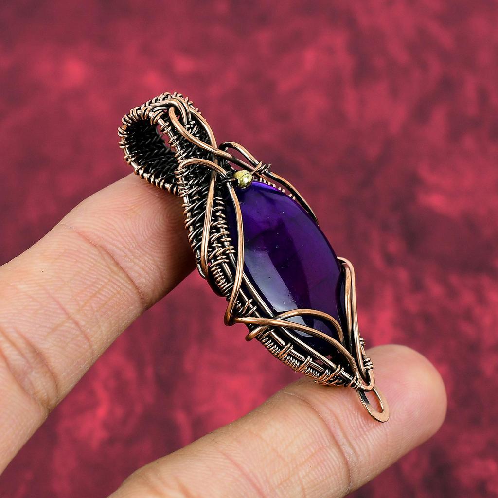 Purple Fire Labradorite Pendant Copper Wire Wrapped Pendant Handmade Elegant Pendant Natural Gemstone Pendant Copper Jewelry Gifts For Wife