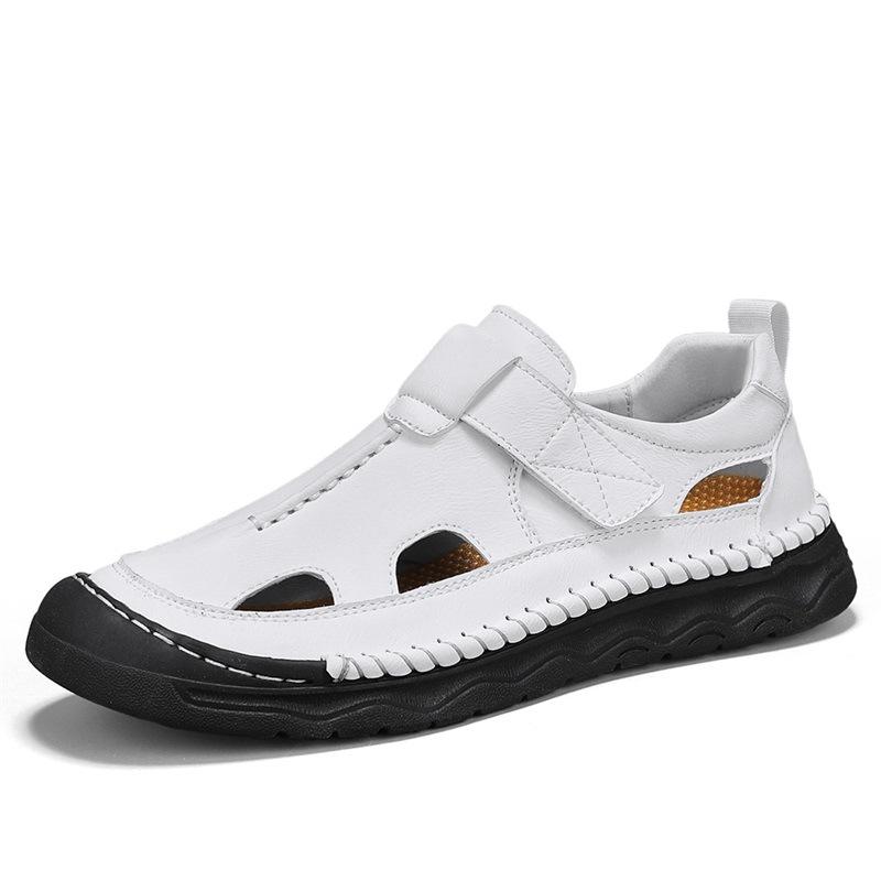 

European station sandals men s summer new hollow hole shoes soft sole casual beach shoes breathable Roman shoes 38 белый