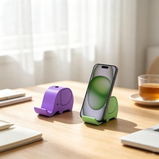 jijijing 3D Printed Elephant Phone Holder with Pen Holder, Multifunctional Stand, Hands-Free Desktop Organizer, Creative Cute Shape for Home Office