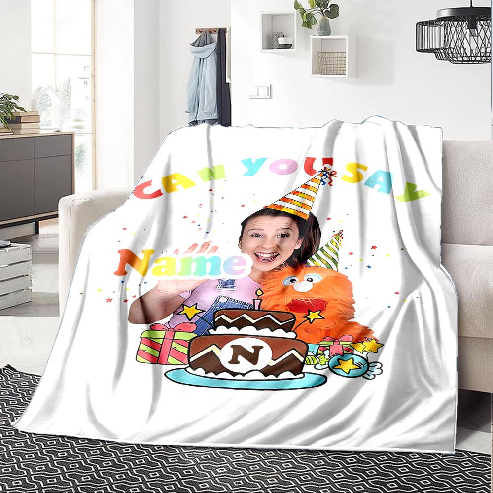 Custom Name Ms. Rachel Theme Printed Blanket - Perfect for Couch, Bed, Travel & Outdoor Use | Machine Washable, Cozy & Durable.