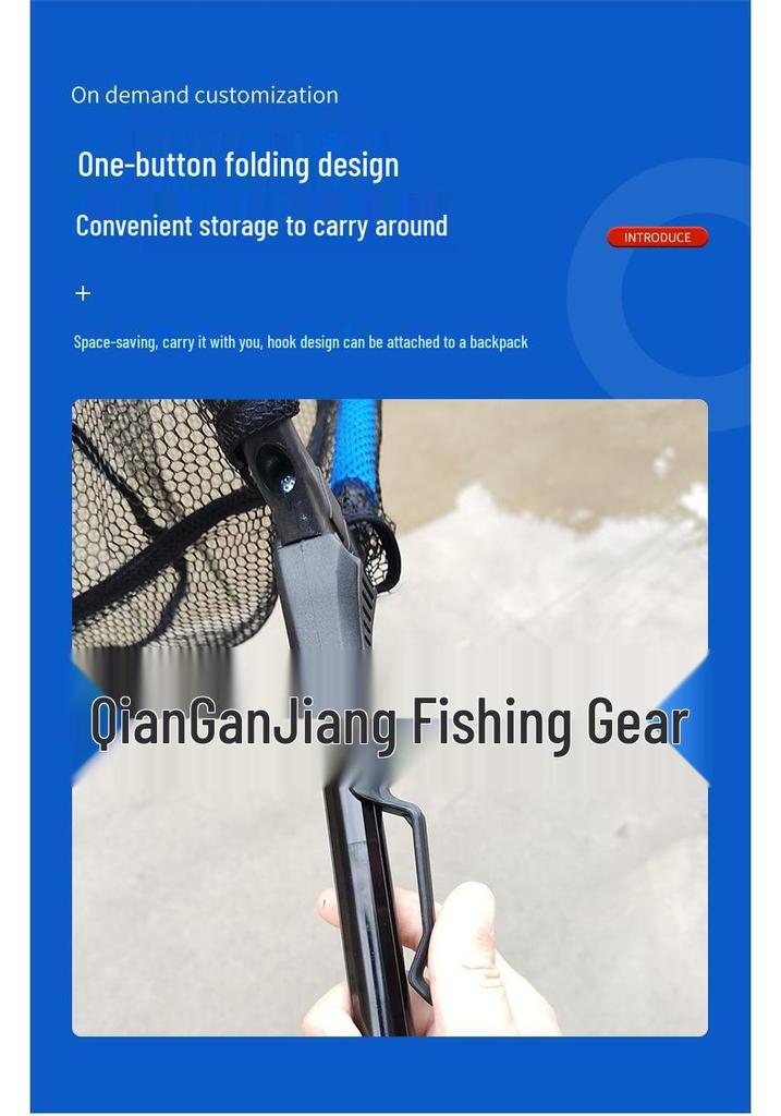 Aluminum Alloy Telescopic Folding Fish Net with Triangular Bag for Portable Wild Fishing