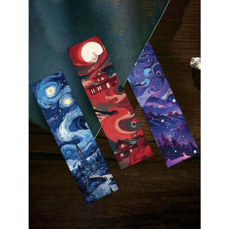 30pcs Oil Painting Style Bookmarks Creative Exquisite Reading Cards Decor Page Clip Back To School