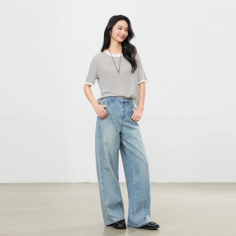 Elva' Island Striped Short Sleeve Knit Top