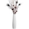 Nordic Minimalist Ceramic White Floor Vase for Dried Flowers and Lucky Bamboo, Living Room Decor