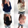 Cozy Women Plush Beaded Sweater Casual Solid Color Fur Sweatshirt With O-neck